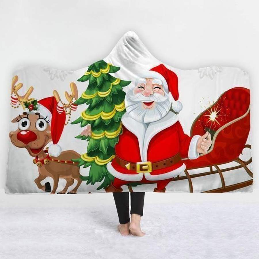 X-Mas Funny Santa X Reindeer Hooded Blanket Christmas Decoration Ideas Christmas Gift Ideas