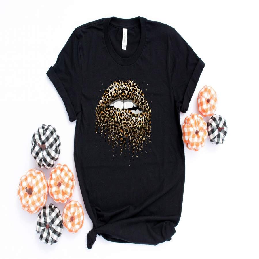 Leopard Lips Custom Graphic T-Shirt & Crew