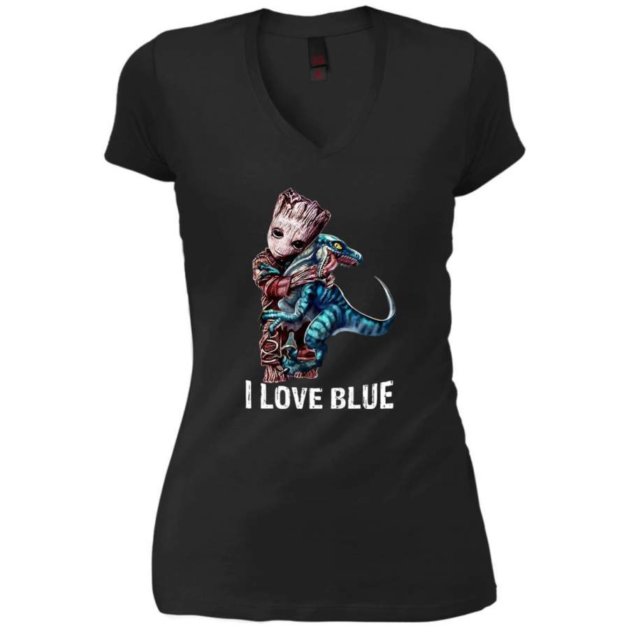 AGR Baby Groot hug love Blue Shirt V-Neck