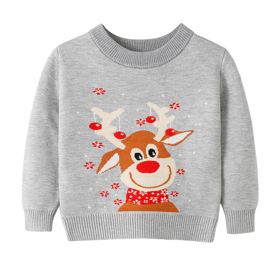 Cartoon Deer Elk Christmas Sweater For Toddler Girls Boys Spring Autumn Winter Clothes Pullover Sweatshirts Kids Knitted Sweater alx