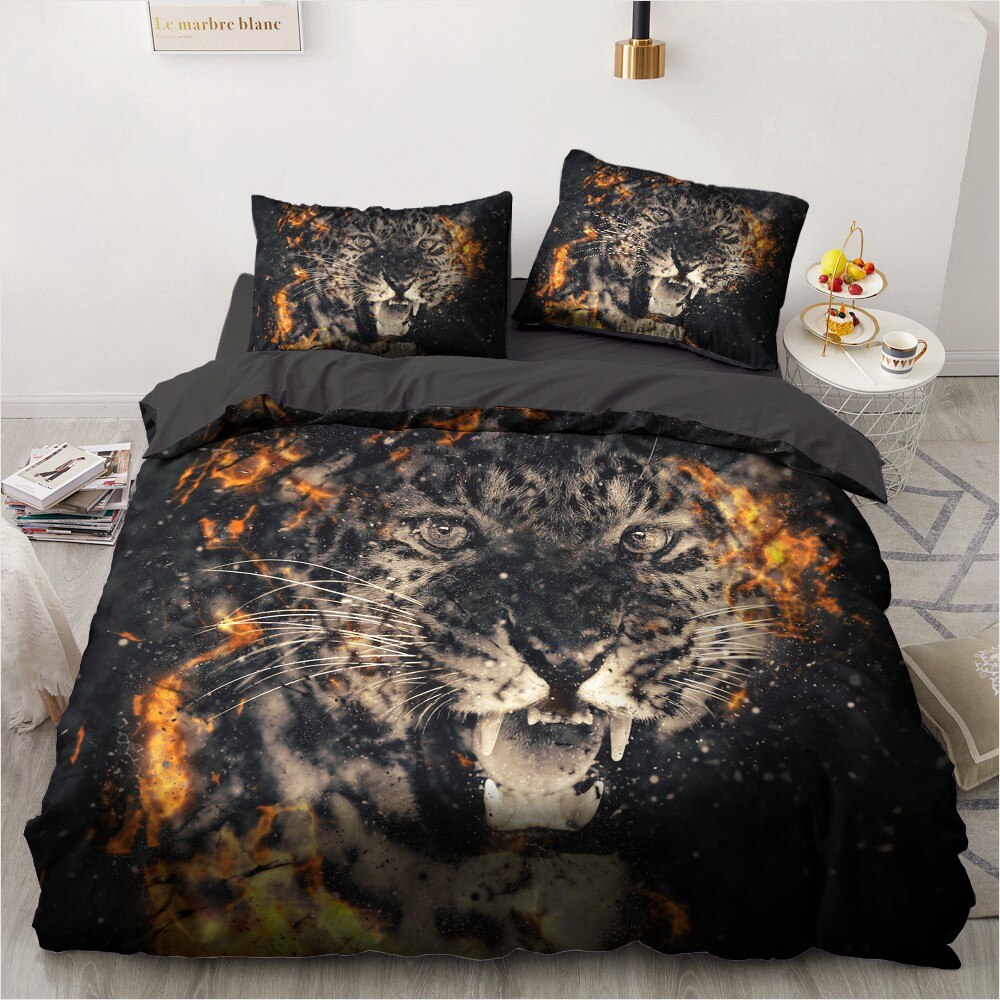 3D Leopard Black Bedding Set King Size Bedclothes Duvet Cover Concise Bedlinen Single Full Double Queen Covers Pillowcase