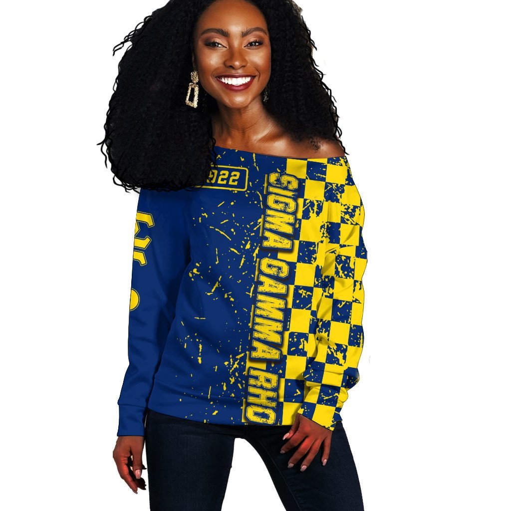 Wonder Print Sweatshirt – Sigma Gamma Rho Caro Style Off Shoulder Sweatshirt