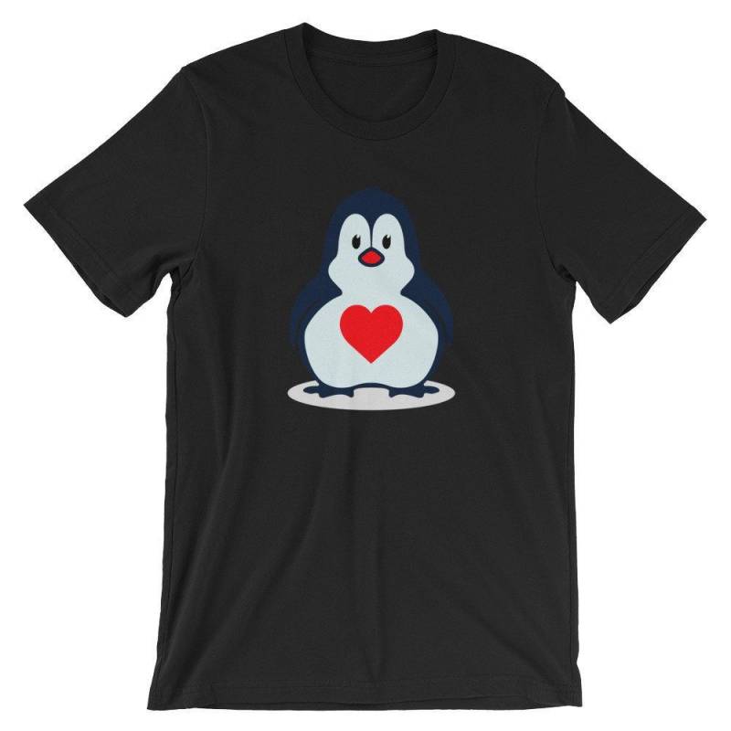 Crushtee Penguin Heart Shirt | Funny Cute Bird Tees | Animal Lover Gifts T Shirt | Short Sleeve Unisex TShirt | Fun Penguin Graphic Tshirt | Long Sleeve Hoodie