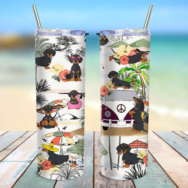 Hawaiian Beach Dachshund Tumbler For Dog Lover Ha35767