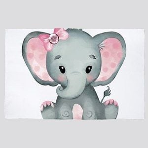 Girl Pink Cute Elephant Rug TTVNZVQ DNNTVN