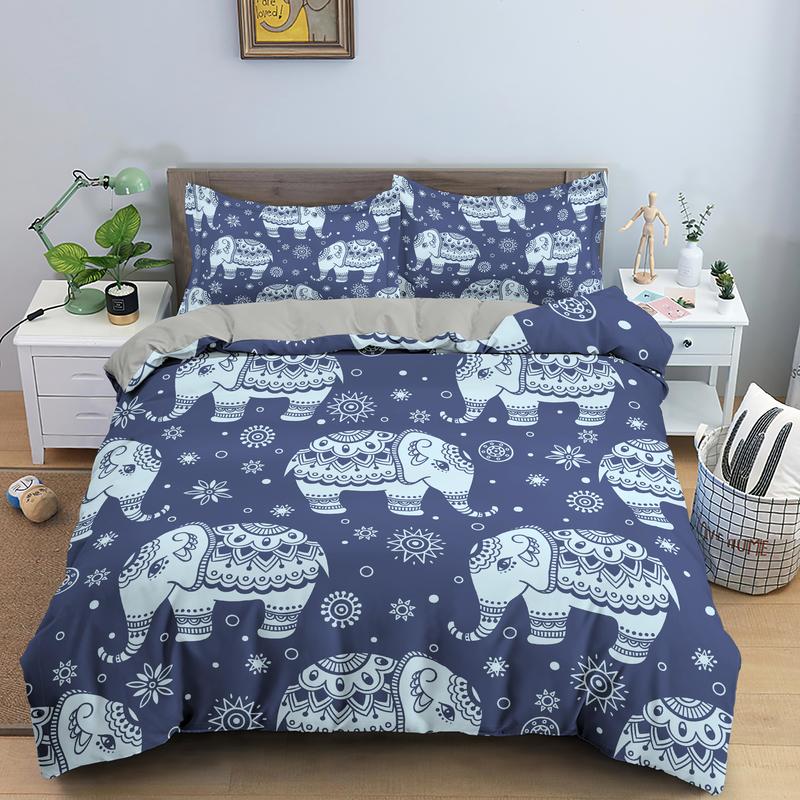 Bohemian Elephant Bed Duvet Cover And Pillow Covers Queen Size King Bedding Set