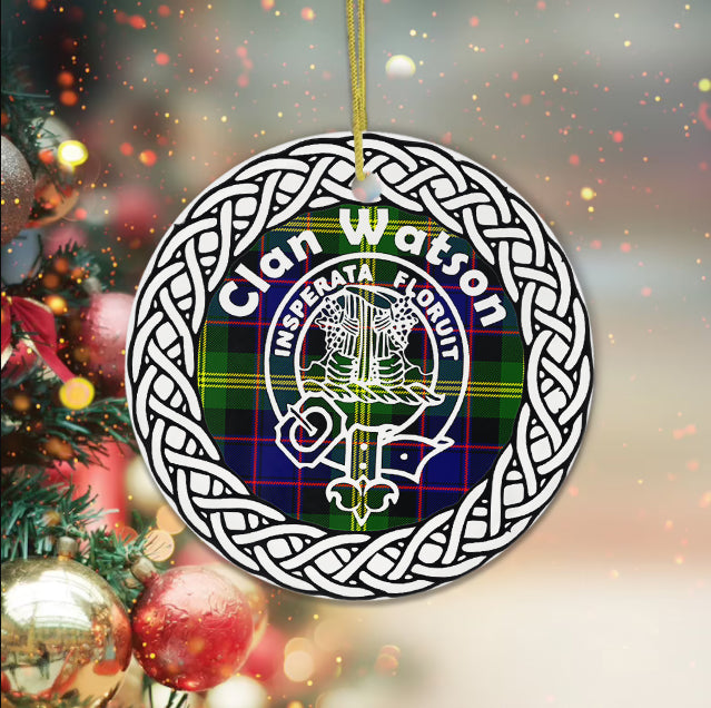 Watson Clan Tartan Crest Badge Plaid Ornament Gift. Christmas Tree Ornament Tartan Ornament Great Christmas Ornaments Gift