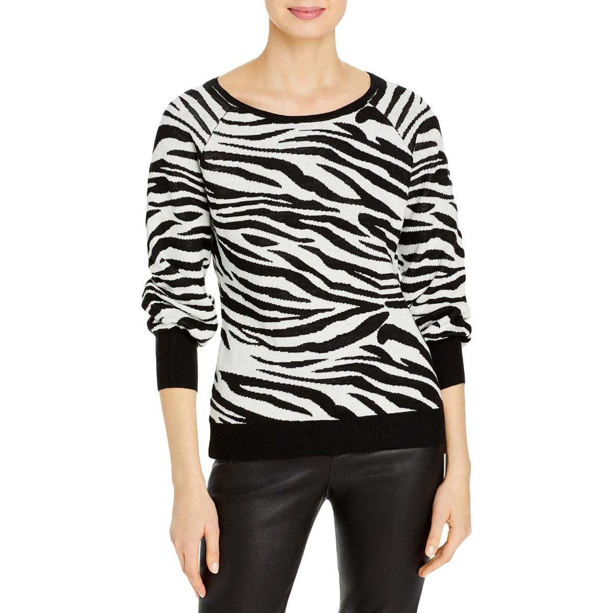 Womens Wide Neck Animal Print Sweater