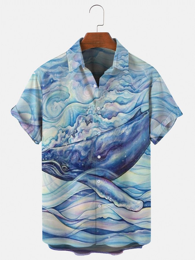 Men’S Holiday Whale Ocean Printed Casual Shirts & Tops