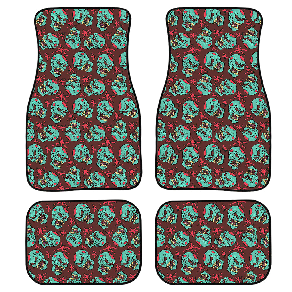 Bloody Zombie Pattern Print Front And Back Car Floor Mats, Front Car Mat