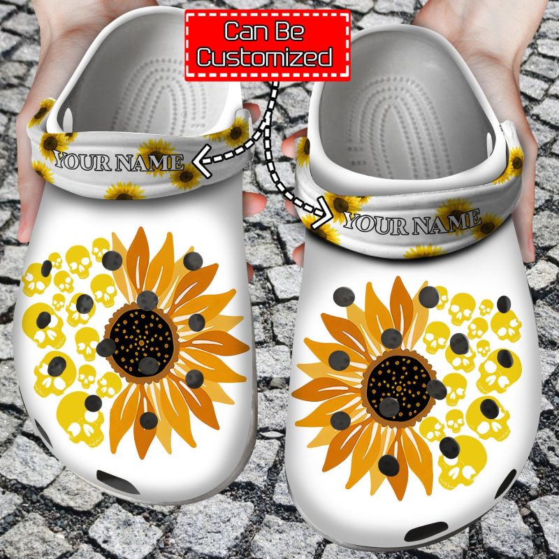 Skull Sunflower clog Shoes Skull