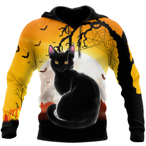 Halloween Black Cat 3D All Over Printed Shirts For Men And Women, Halloween Gift