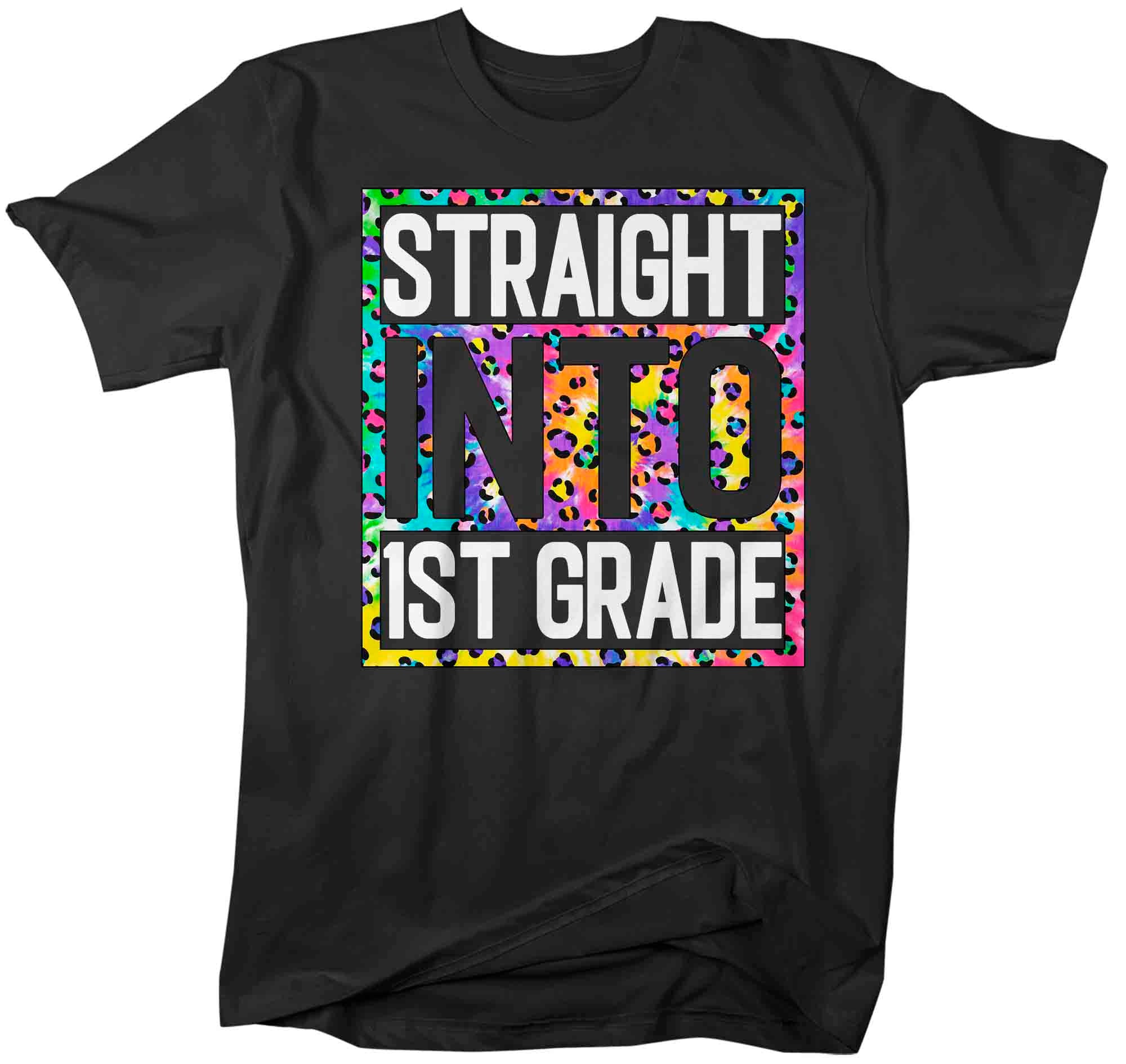 Men’S First Grade Teacher Shirt Colorful Leopard Straight Into 1St Grade T Shirt Cute Back To School Shirt Teacher Gift Tshirts