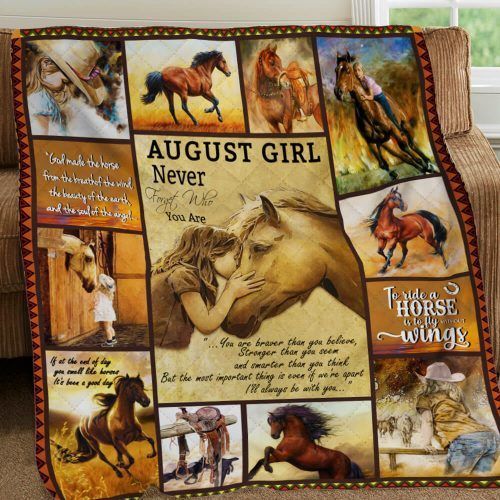 586DDTANM-August Girl, Love Horse Quilt – Sherpa Blanket