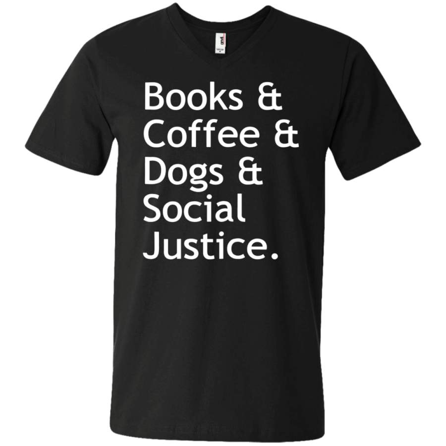 AGR Books Coffee Dogs Social Justice Unisex V-neck