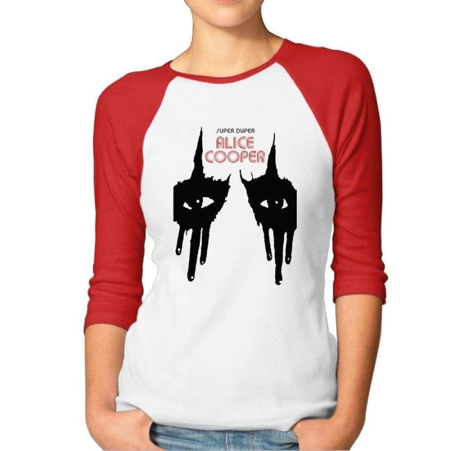 Women’S Super Duper Alice Cooper Poster Raglan Baseball T-Shirt Women’S Punk T-Shirt