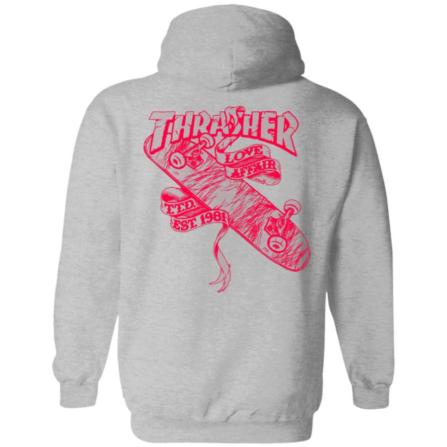 Thrasher Love Affair TTD EST 1981 red design Back print Pullover Hoodie