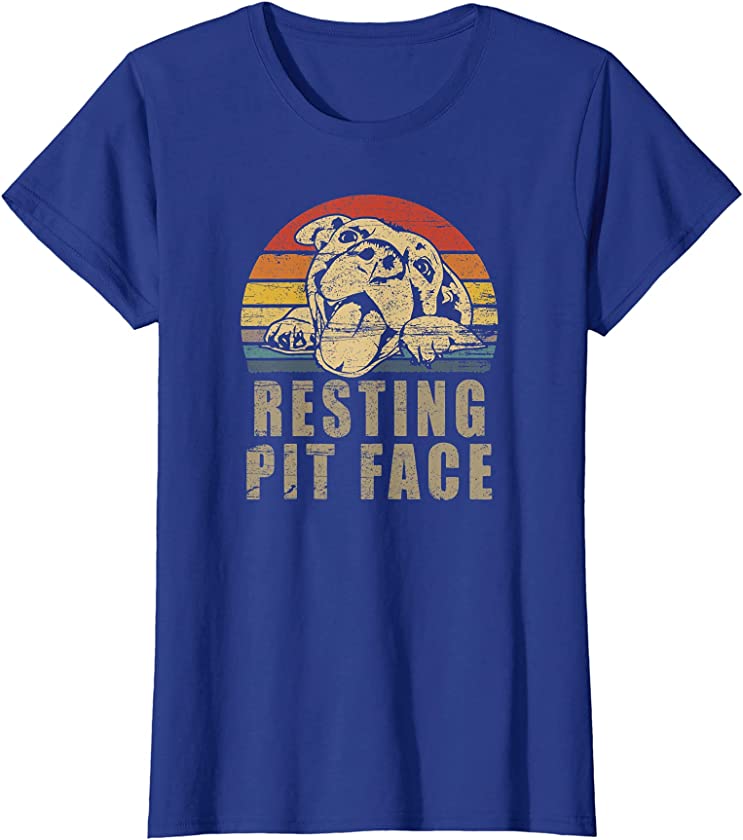 Womens Resting Pit Face Lazy Happy Pitbull Dog Lover Animal Gift T-Shirt