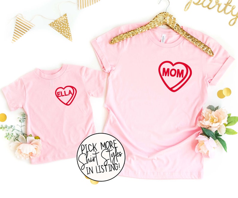 Mommy And Me Valentine’S Shirts, Personalized Name Shirts, Matching Valentine’S Shirts Baby And Mama, Valentine’S Outfit