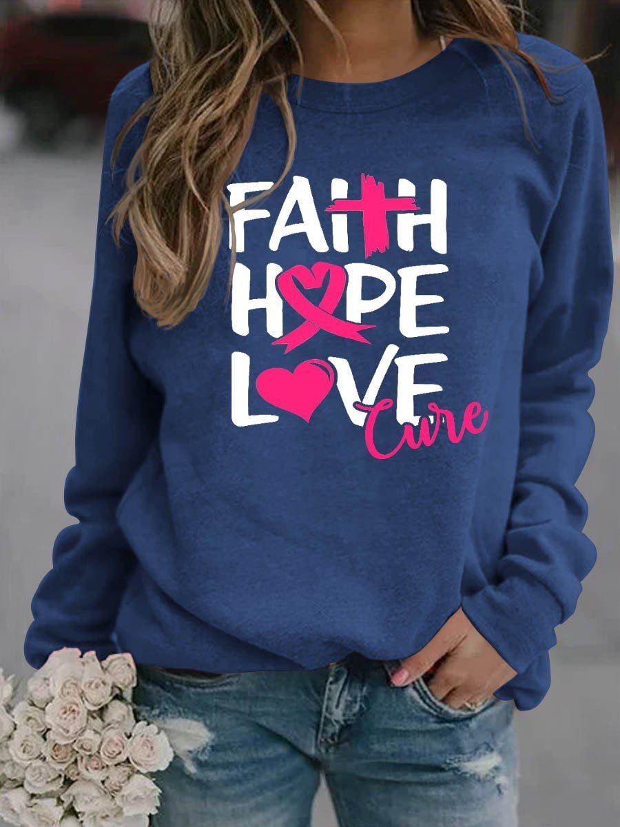 Women’S Faith Love Hope Cure Cancer Sweatshirt