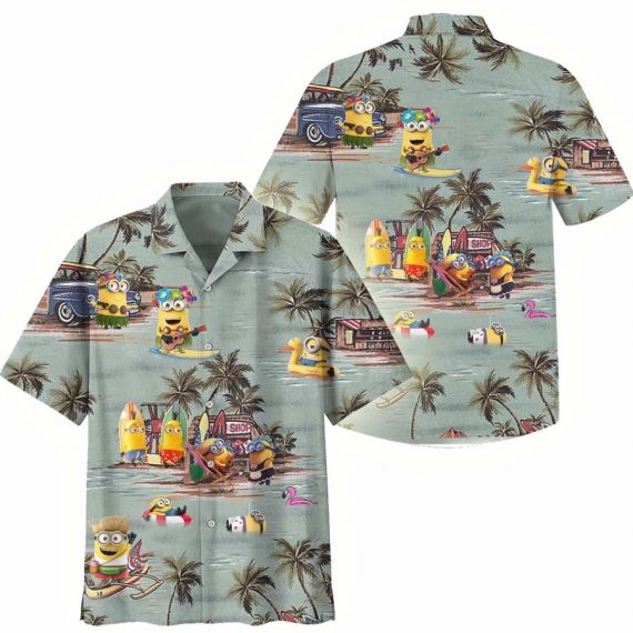 Minions Hawaii Shirt Summer Beach Vacation Grey Amazing Aloha Ha15609