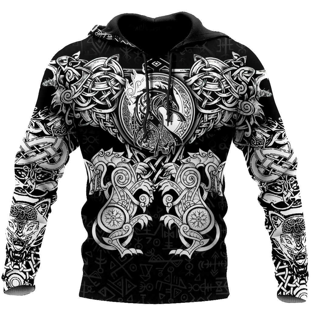 All Over Printed Viking Wolf Hoodie Htt23092001-Mei