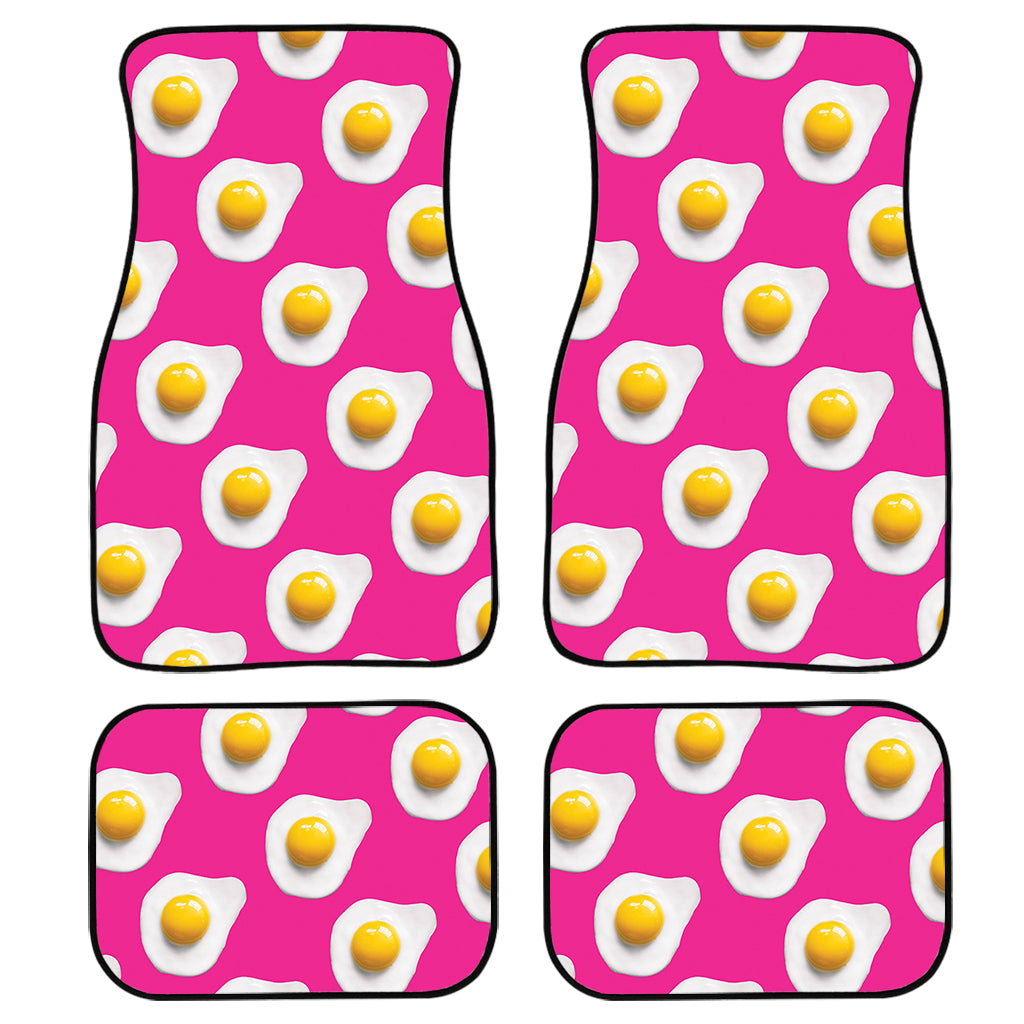 Pink Fried Eggs Pattern Print Front And Back Car Floor Mats, Front Car Mat