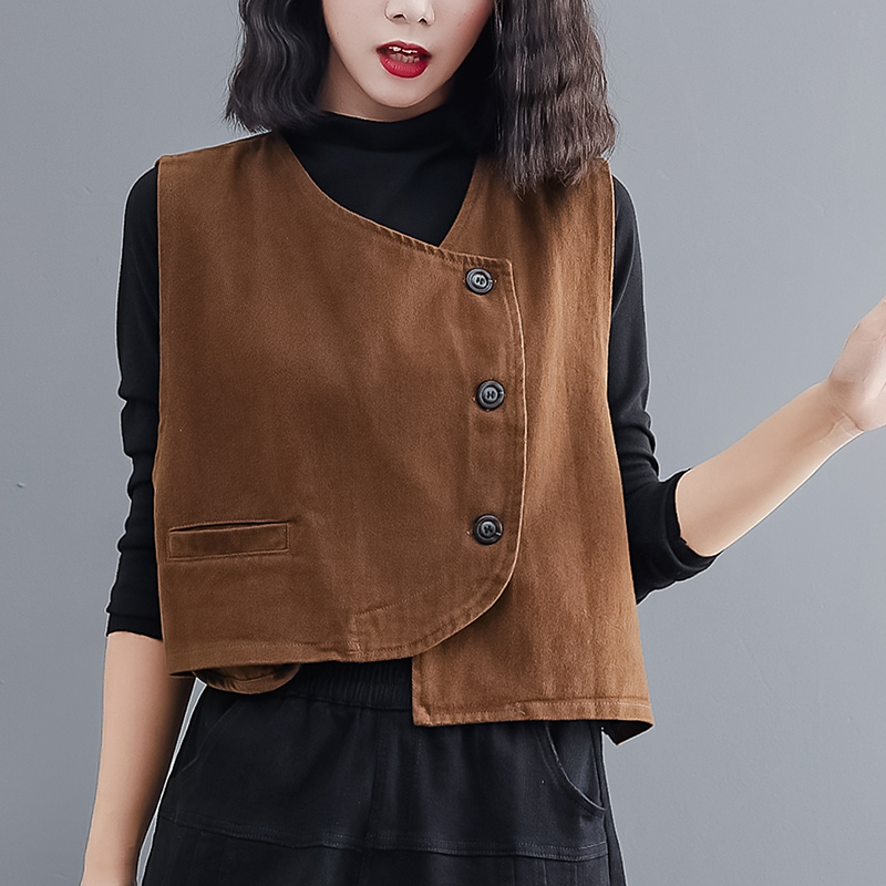 Spring Autumn Women’s New Sleeveless Loose Vest Fashion Versatile Outerwear Jacket Female Vintage Short Waistcoat Black Clothing alx