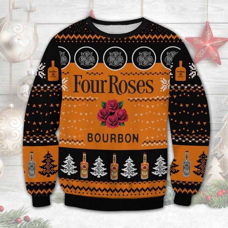 Four Roses Bourbon Wine Ugly Christmas Sweater 2021