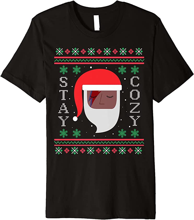 Santa Black Stay Cozy Melanin Star Christmas Ugly Sweater Premium T-Shirt