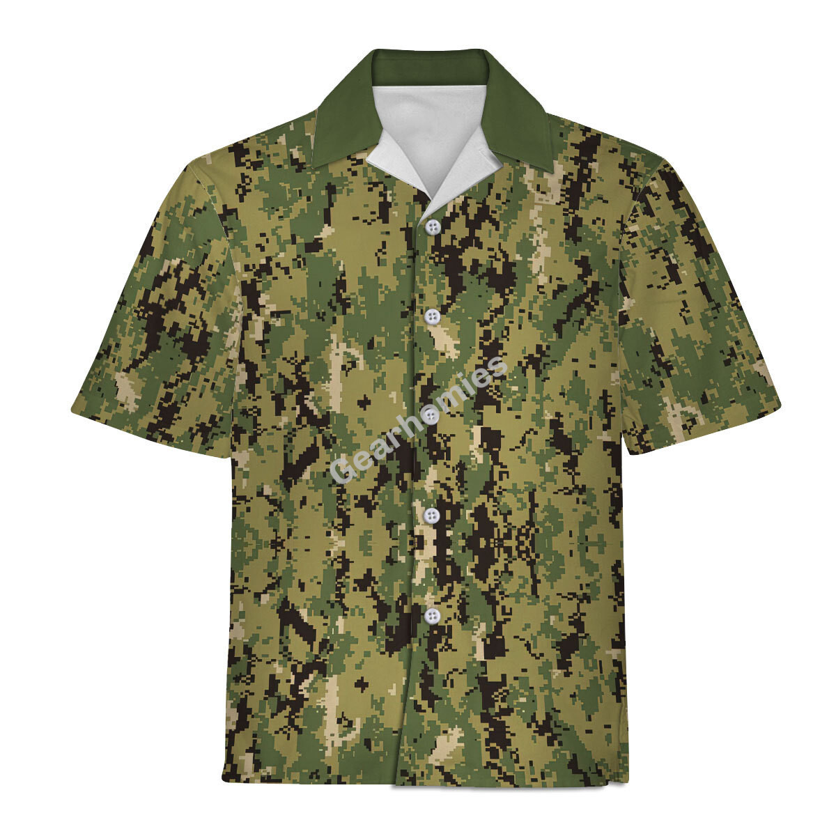 American Navy Working Uniform (Nwu) Type Iii (Aor-2) Woodland Camo Hawaiian Shirt