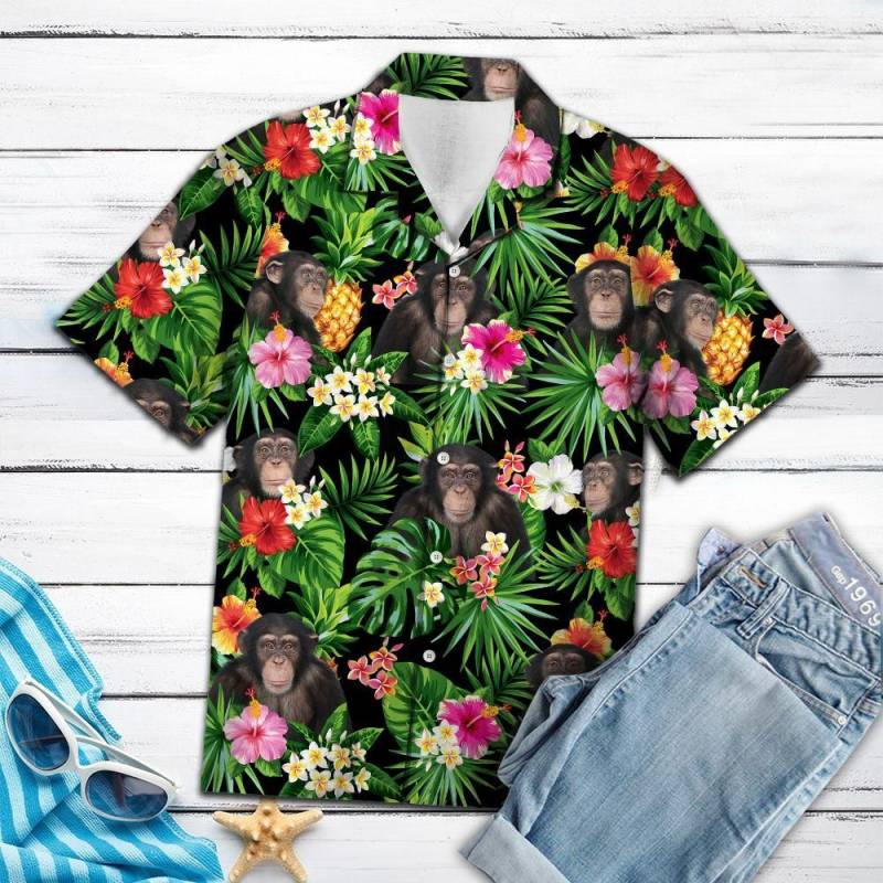 Artsyhomes Chimpanzee Pineapple Tropical Hawaiian Ha49813