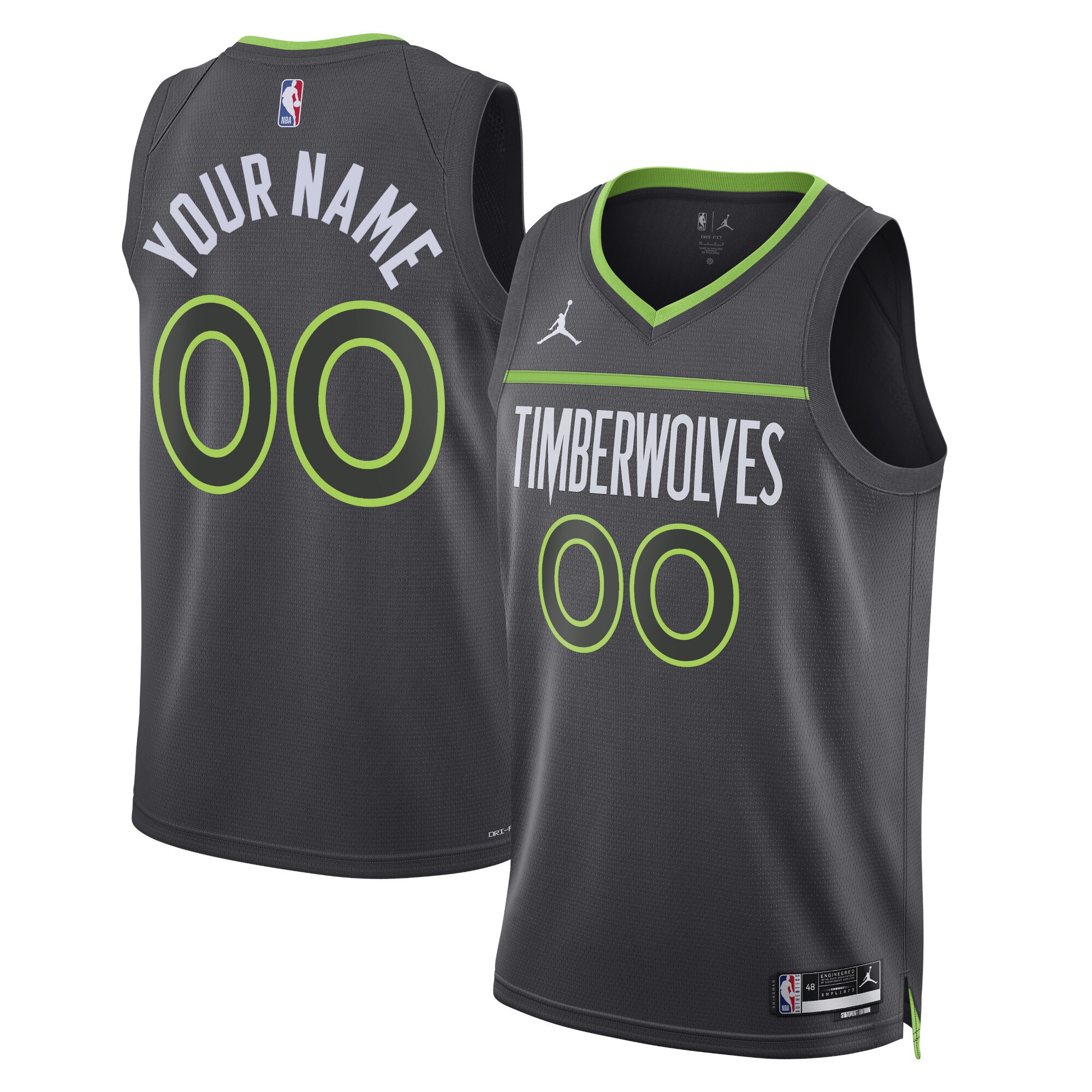 Minnesota Timberwolves Jordan Brand Unisex 2022/23 Swingman Custom Jersey – Statement Edition – Black