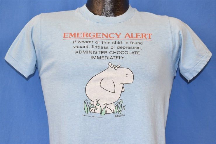 80S Emergency Alert Administer Chocolate Immediately Funny Hippo Shirt