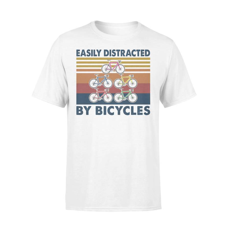Easily Distracted By Bicycles Vintage Retro T-shirt