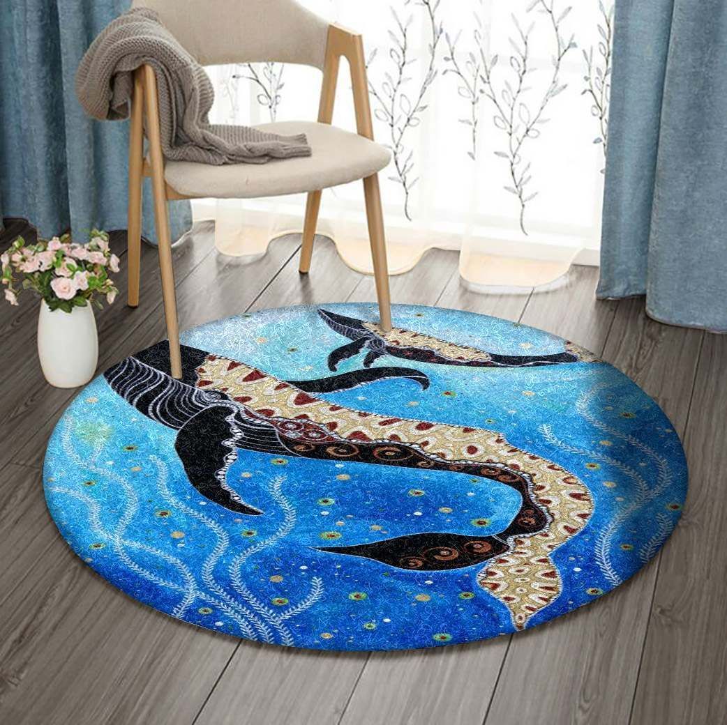 Whales Aboriginal GE2341 Round Rug  CYSI2907