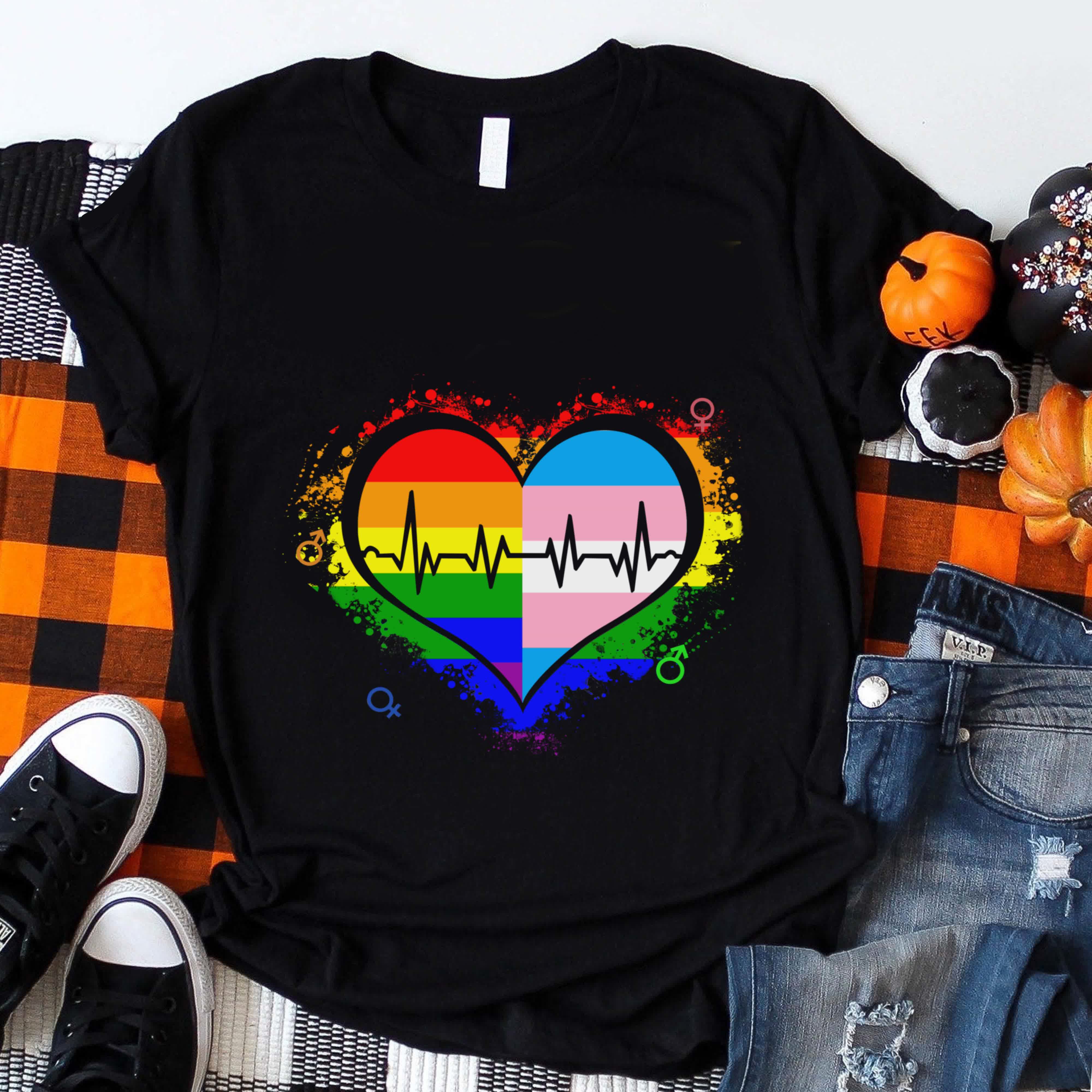 Alley Heart Proud LGBT Human Train Tshirt Rainbow
