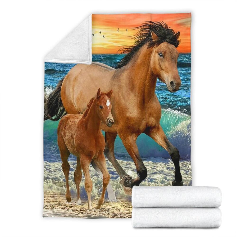 Animal Feral Horse Fleece Blanket Family Gift Home Decor Bedding Couch Sofa Soft And Comfy Cozy For Horse Lover