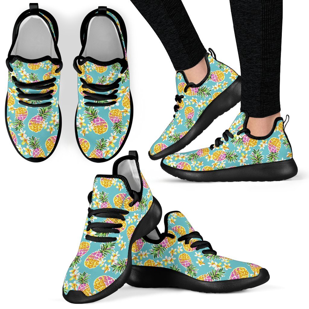 Aloha Summer Pineapple Pattern Print Mesh Knit Shoes