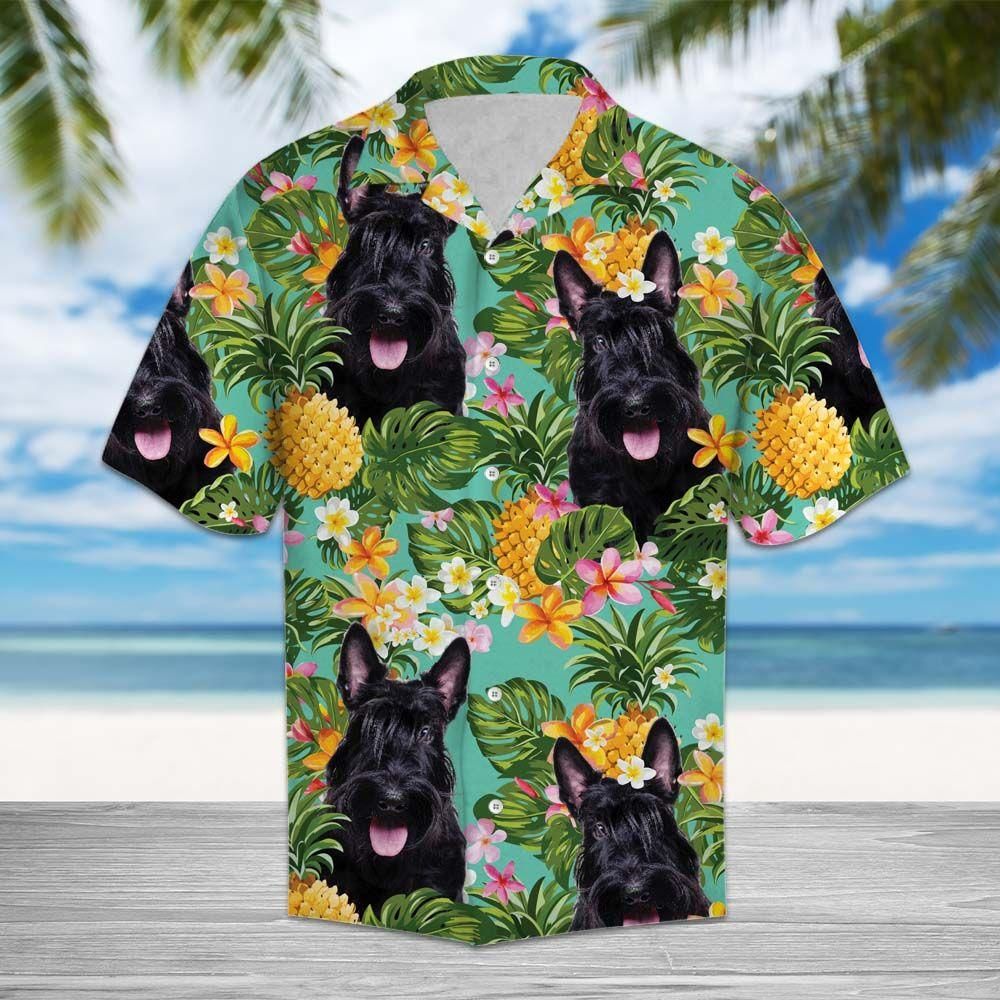 Tropical Pineapple Scottish Terrier Aloha Hawaiian Shirt Colorful Short Sleeve Summer Beach Casual Shirt For Men And Women