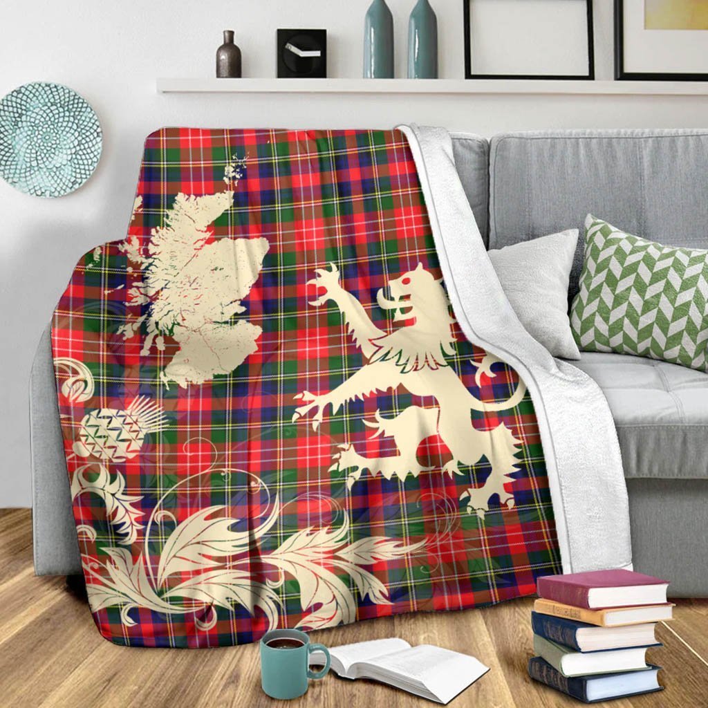 Tartan Blanket Christie Tartan Scotland Lion Thistle Map Plaid Blanket