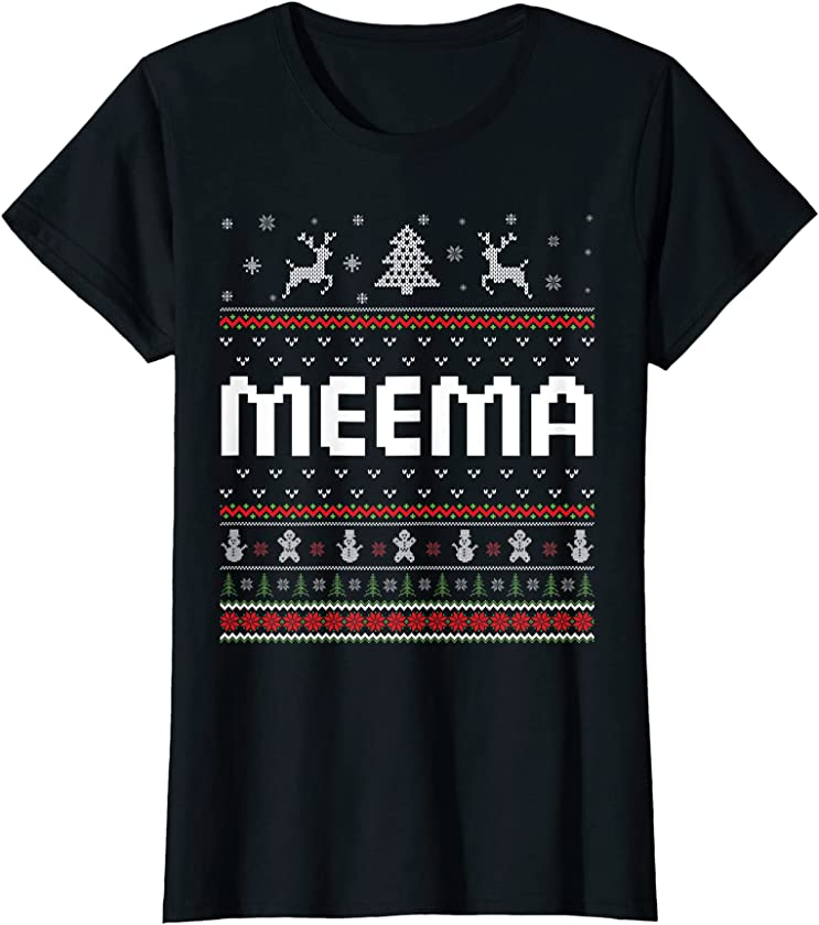 Womens Meema Ugly Holiday Party Matching Ugly Christmas Sweater T-Shirt