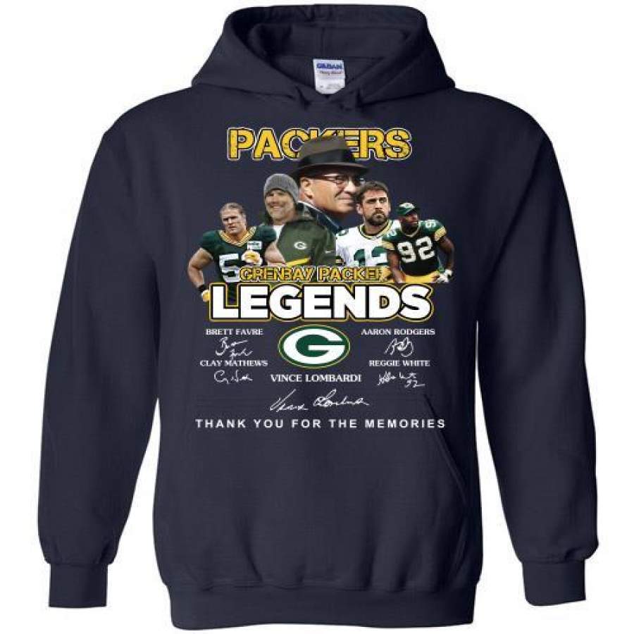 Green Bay Packers Brett Favre Aaron Rodgers Vince Lombardi Legends Thank You For The Memories Signatures Hoodie