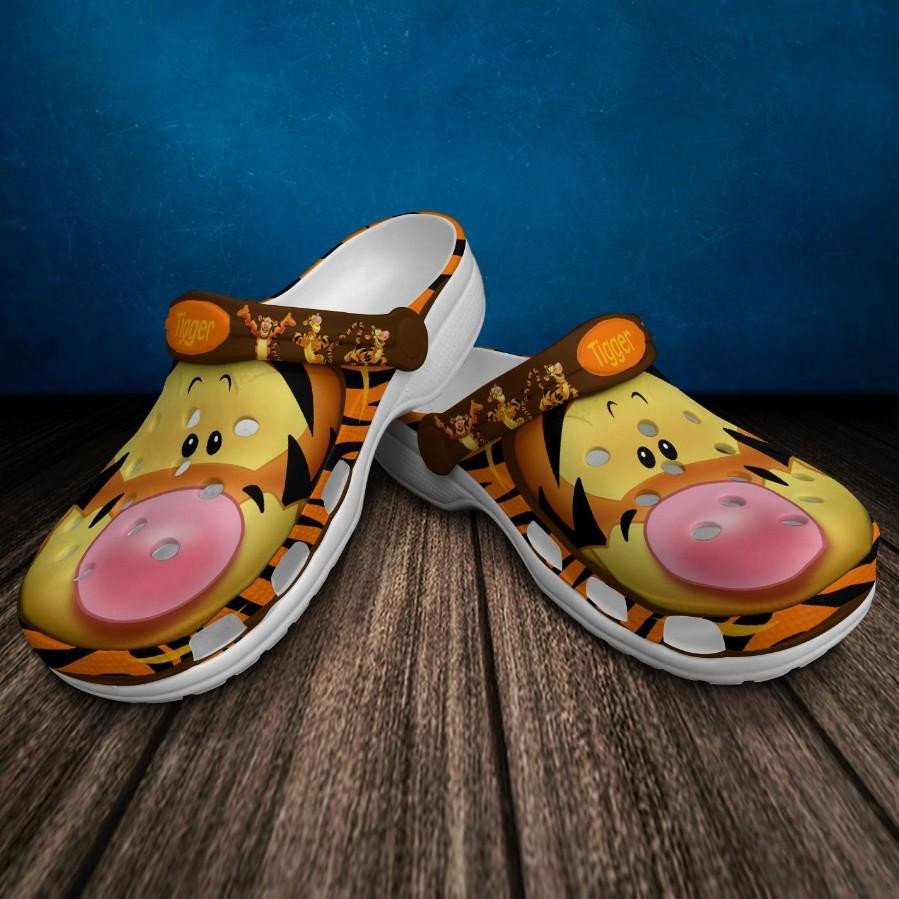 Tigger Cartoon Winnie The Pooh Gift For Fan Classic Water Rubber Crocs Crocband Clogs, Comfy Footwear