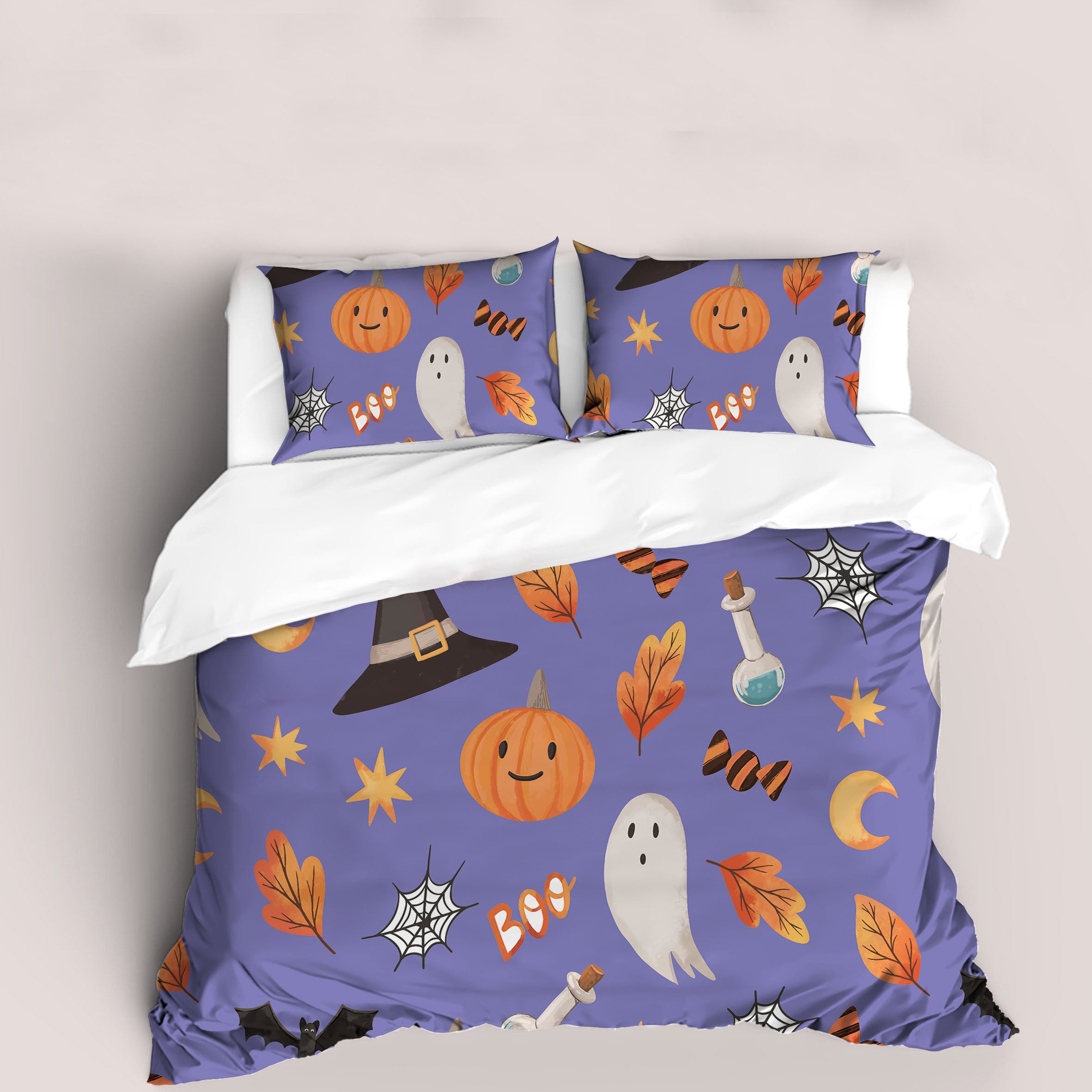 3D Halloween Pumpkin Ghost Quilt Cover Set Bedding Set Duvet Cover Pillowcases 80