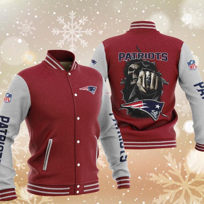 New England Patriots Red Grey Edition Baseball Jacket