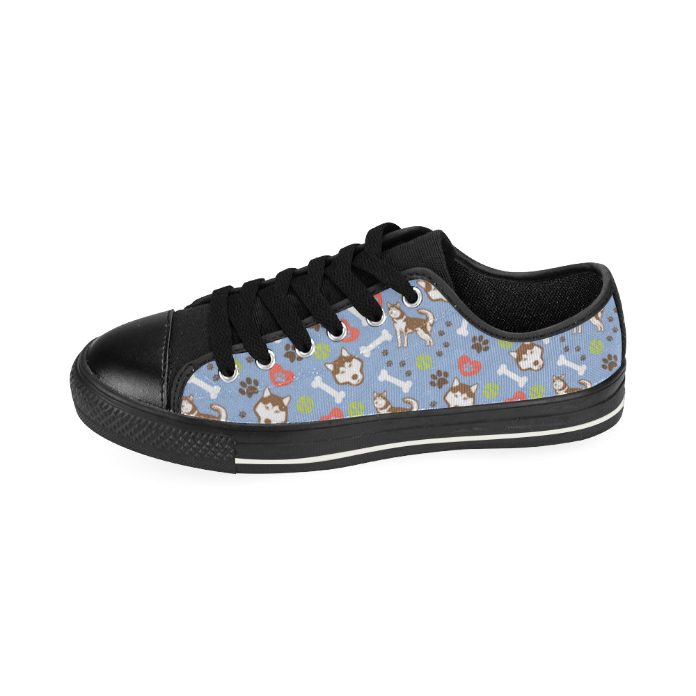 Alaskan Malamute Pattern Black Canvas Women’s Shoes/Large Size