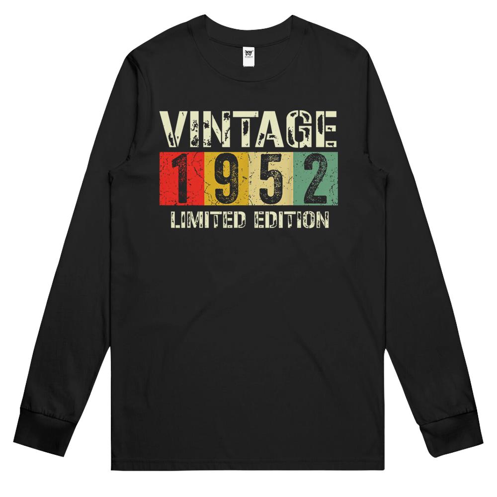 Vintage 70 Birthday Decorations Men 70Th Bday 1952 Birthday Long Sleeve T Shirts