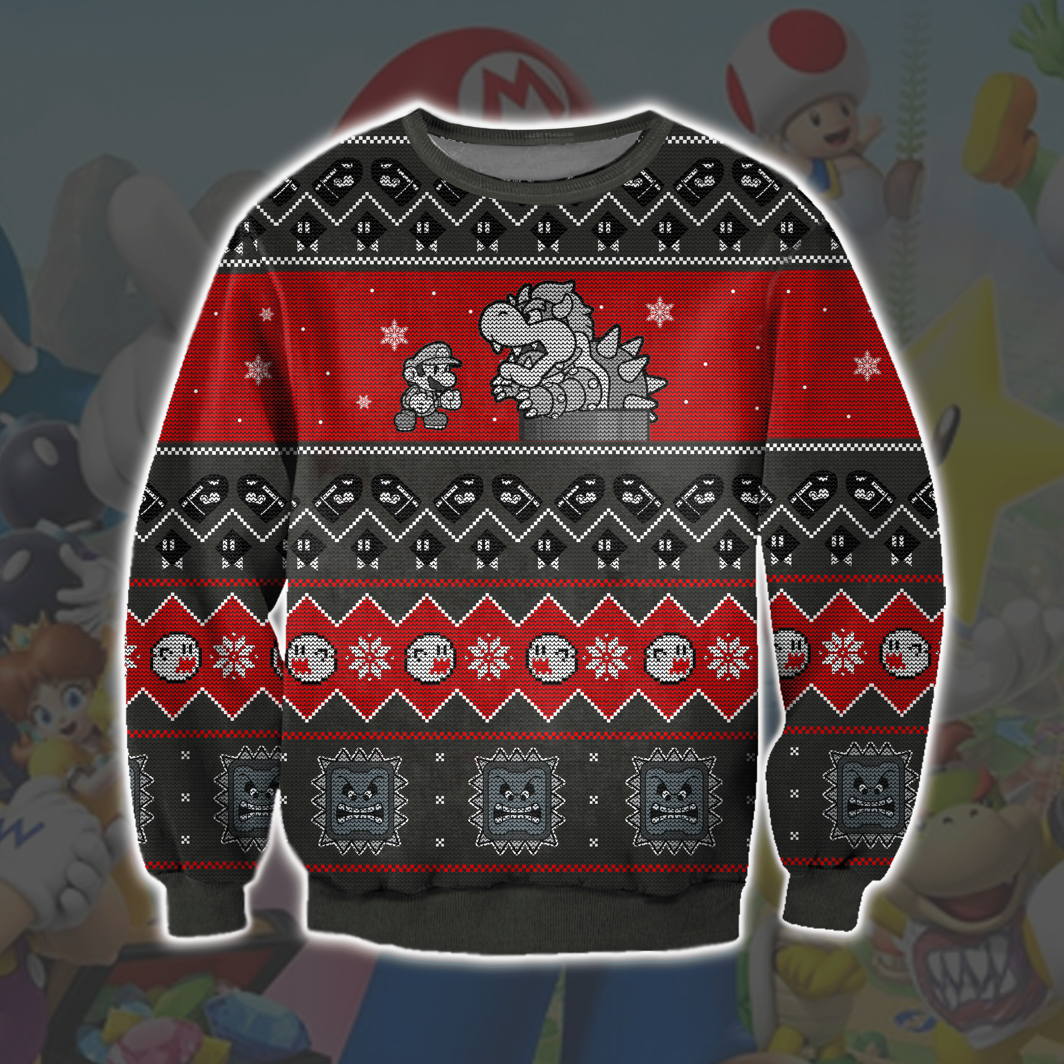 Super Mario 3D Print Ugly Christmas Sweater