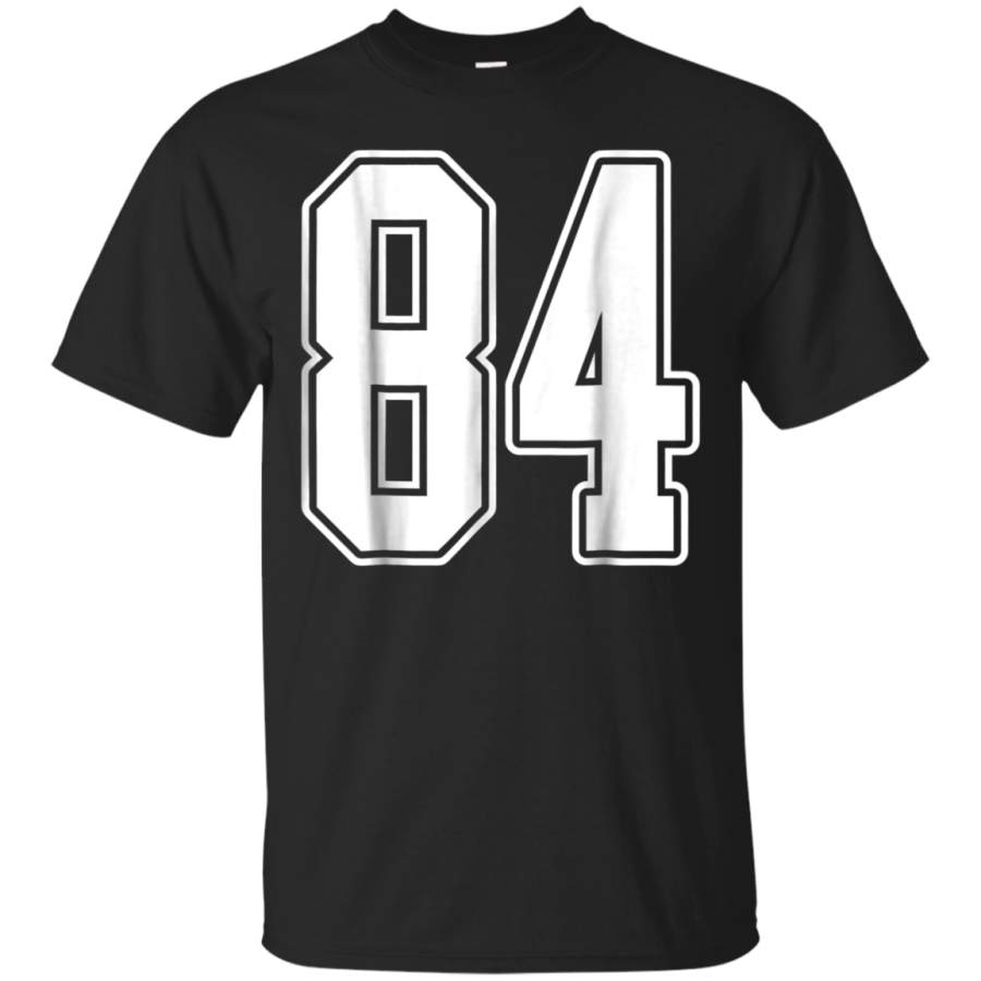 AGR 84 White Outline Number 84 Sports Fan Jersey Style T-Shirt